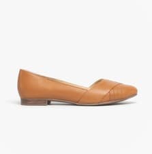 Image of Hush Puppies Marley Womens Leather Slip-On Breathable Tan Ballerina & Pumps