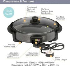 Image of 30cm Multi-Function Electric Cooker with Lid Adjustable Thermostatic Nonstick