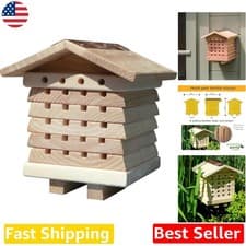 Image of Interactive Wooden Bee House for Solitary Bees - Educational Garden Habitat