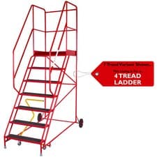 Image of 4 Tread HEAVY DUTY Mobile Warehouse Stairs Anti Slip Steps 1.9m Safety Ladder