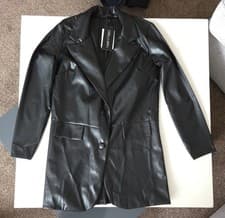 Image of Woman's I Saw it First Oversized Faux Leather Blazer Black Size UK 4 BNWT