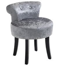 Image of Dressing Table Stool with Rubber Wood Legs Ice Velvet Vanity Stool Grey
