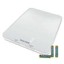 Image of Salter Digital Kitchen Scale Hidden Until Lit Display 5KG Capacity Ghost White