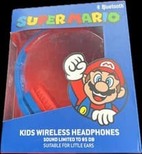 Image of Super Mario Kids Bluetooth Headphones. Sounds limited to 85DB.