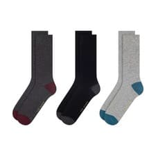 Image of Ted Baker 3 Pack Crew Socks – Cotton Blend, Grey / Charcoal / Black