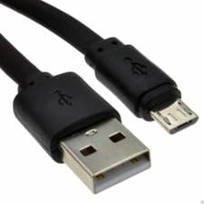 Image of 1.8 m FLAT USB A To MICRO B TYPE 24AWG FAST CHARGE Cable  Lead BLACK 6ft Black
