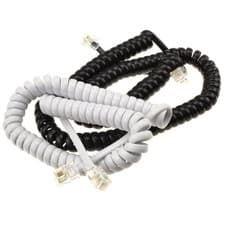 Image of Telephone Handset Coiled Cord RJ10 4P4C Cable Lead Black/White 2m/3m/5m/6.4m