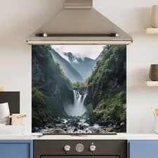 Image of Premium Various Size Waterfall Landscape 6mm Glass Toughened Kitchen Splashback
