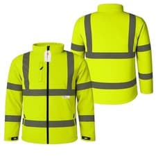 Image of Hi Vis Softshell Jacket Fleece Lined Waterproof Reflective Safety Workwear