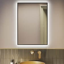 Image of Rectangular Black Backlit Heated Bathroom Mirror with Lights 500 x 700m TAUMB500
