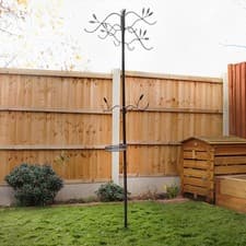 Image of Garden Wild Bird Feeder Feeding Station With Stabiliser Feet Spikes Stand Black