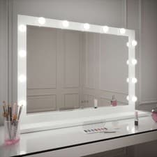 Image of Audrey White Hollywood Mirror with Lights 100 x 80cm LED Vanity
