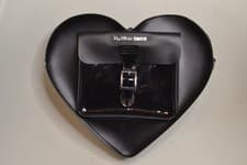 Image of Dr Martens heart backpack with patent front pocket in black leather - New