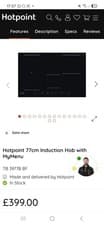 Image of Hotpoint TB3977BBF 77cm 'Dual-Zone' Induction Hob - LED, Touch Controls, Timers