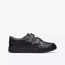Image of NEW Clarks Boys Fawn K Strap Black Leather School Shoes UK Size 11G/EUR 29
