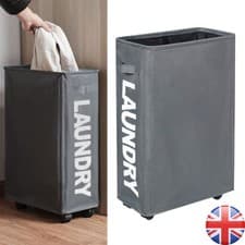 Image of Large Slim Laundry Baskets 45L Tall with Handle, Laundry Basket on Wheels New