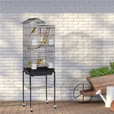 Image of Roof Top Parrot Cage Bird Cage with Stand & Toys for Budgie/Cockatiel Parakeet