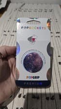 Image of Popsocket Galaxy Purple Glitter Popgrip Premium Phone Grip & Stand Swappable Top