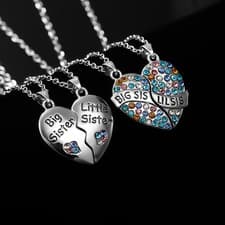 Image of Broken Heart Best Friend 2 Pc Big Little Sister Shinny Friendship Necklace Gift