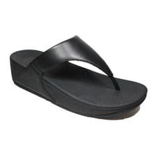 Image of Fitflop Women's LULU Leather Black Toe Post Sandals