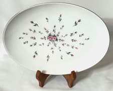 Image of Vintage Harmony House Small Serving Platter HH Lt. Grey Rosebud Pattern Japan