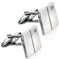 Image of NEW Fred Bennett Stainless Steel Square Cufflinks with cubic Zirconia Jewellery