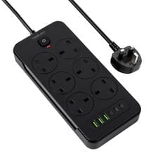 Image of Surge Protected Extension Lead With 6 USB USB C 6Gang Way Power Cable UK Plug