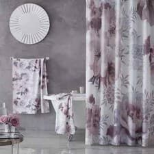 Image of Catherine Lansfield Dramatic Floral Shower Curtain 180 x 180 Blush Pink Grey