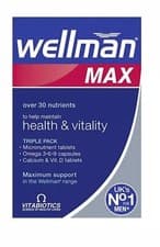 Image of Vitabiotics Wellman Max Health & Vitality Omega & Calcium 84 Tablets Vit. D