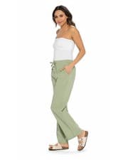 Image of Ladies Linen Trousers Loose Leg Summer Lightweight Elastic Waist UK 10-20