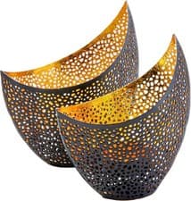 Image of Gold Candle Holders Set Of 2 | Dinner Candle Holder | Atmospheric Shadow Effect