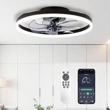 Image of STERREN 20" Bladeless Ceiling Fan with Light, Remote & APP, Flush Mount