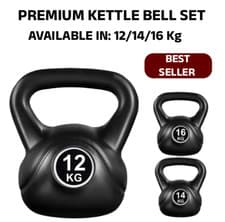 Image of 12/14/16 Kg Vinyl Kettle Bell Weight Set Exercise Home Fitness Workout Gym UK