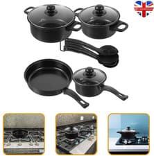 Image of Set of 13 Pcs Non Stick Cookware Cooking Saucepans Pots Pan Set With Glass Lids