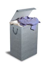 Image of Minky 72L Laundry Hamper Basket | Grey Check Fabric | 40 x 30 x 60cm
