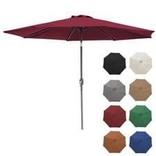 Image of 3M Round Garden Parasol Sun Shade Canopy Patio Outdoor Umbrella with Crank Tilt