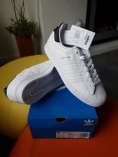 Image of Adidas superstar unisex Premium White Leather  Trainers size 7 uk Eur 40 2/3
