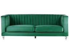 Image of 3 Seater Velvet Fabric Sofa Green ARVIKA