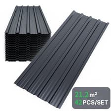 Image of 42 X Metal Roof Sheets 21.2m² Corrugated Garage Carport Shed Roofing Panels Grey
