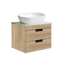 Image of BELOFAY 600mm Wall Mounted Vanity Unit with Basin | 2 Drawers, White WorkTop