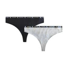 Image of Calvin Klein 1996 Modern Thong Underwear Black / Grey Cotton Heather 2 Pack