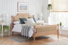 Image of Geneva Rattan Wooden Oak Bed Frame -5ft King Size