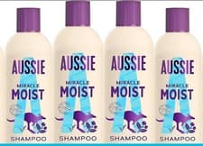 Image of Aussie Shampoo Miracle Moist 300ml Hair Care Austraiian Macadamia Nut X4 Bottles