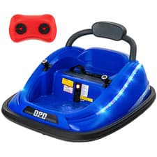 Image of Blue Electric Bumper Car – 360° Spin with Dual Control, Parental Remote+Joystick