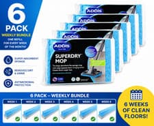 Image of Addis Superdry Sponge Mop Replacement Refill Heads | 6 Pack | 2nd day Delivery