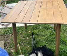 Image of Wooden Garden Table, Dining, Bistro, Balcony Outdoor Patio Table 90 cm Squared