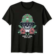Image of Keep It Cool Stay Chill T-Shirt Tropical Grunge Skull Lifestyle Birthday Gift