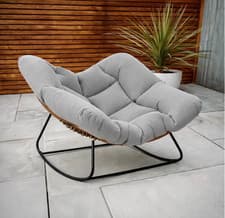 Image of Garden Egg Chair Outdoor Wicker Rattan Rocking Padded Cushion Relax Patio Seat