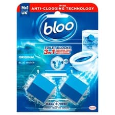 Image of Bloo 3in1 Anti-Clogging Toilet Blocks Original Blue 2 x 50g (Pack of 7)