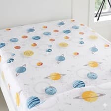 Image of Outer Space Fitted Sheet- Single Bed Size (190 x 90 x 25cm) For Boys Bedroom